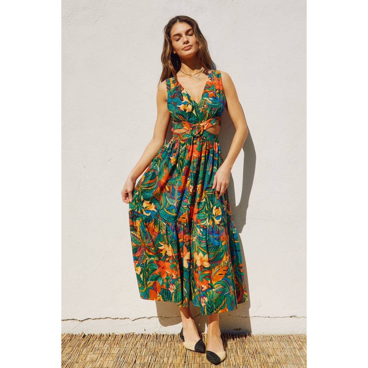 Sunny Serenity O Ring Cutout Midi Dress