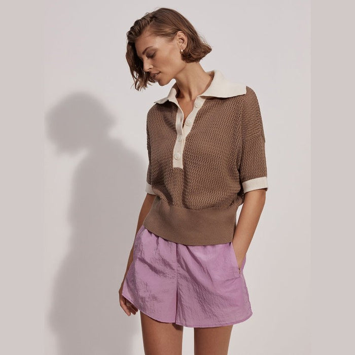 Varely Finch Knit Polo Taupe Stone Whitecap