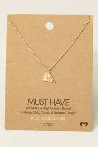 Gold Dipped Cz Pizza Pendant Necklace: G