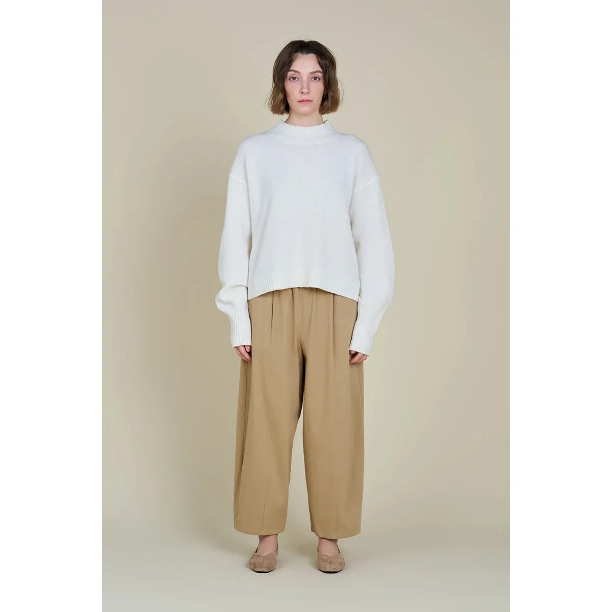 Mock Neck Ribbed Knit Sweater