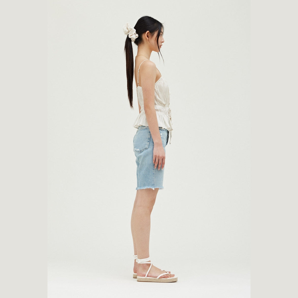 Tiered Pleated Satin Tank