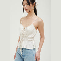 Tiered Pleated Satin Tank