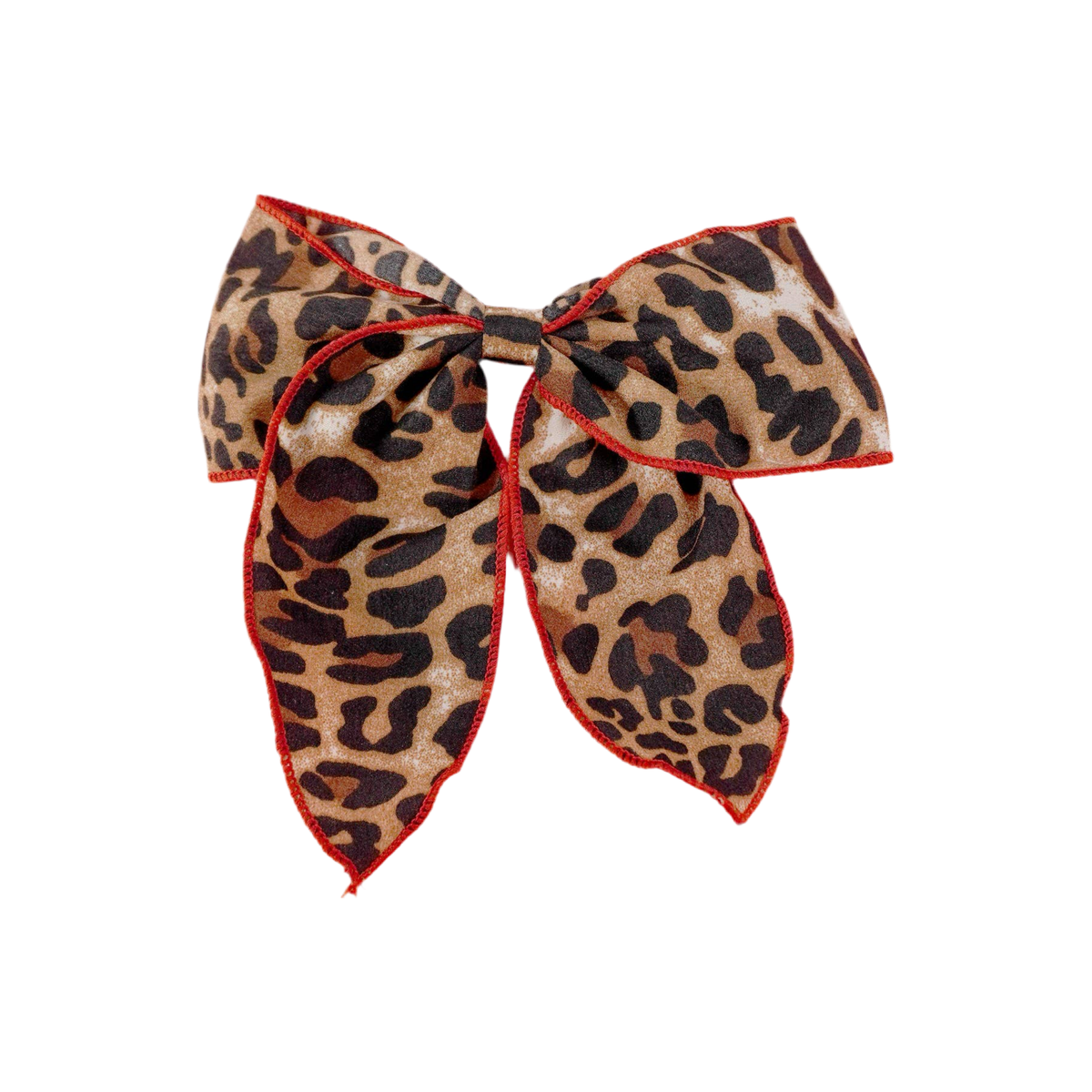 Leopard Red Trim Bow Clip Leopard
