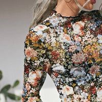 Ladies Floral Print Mesh Crop Top