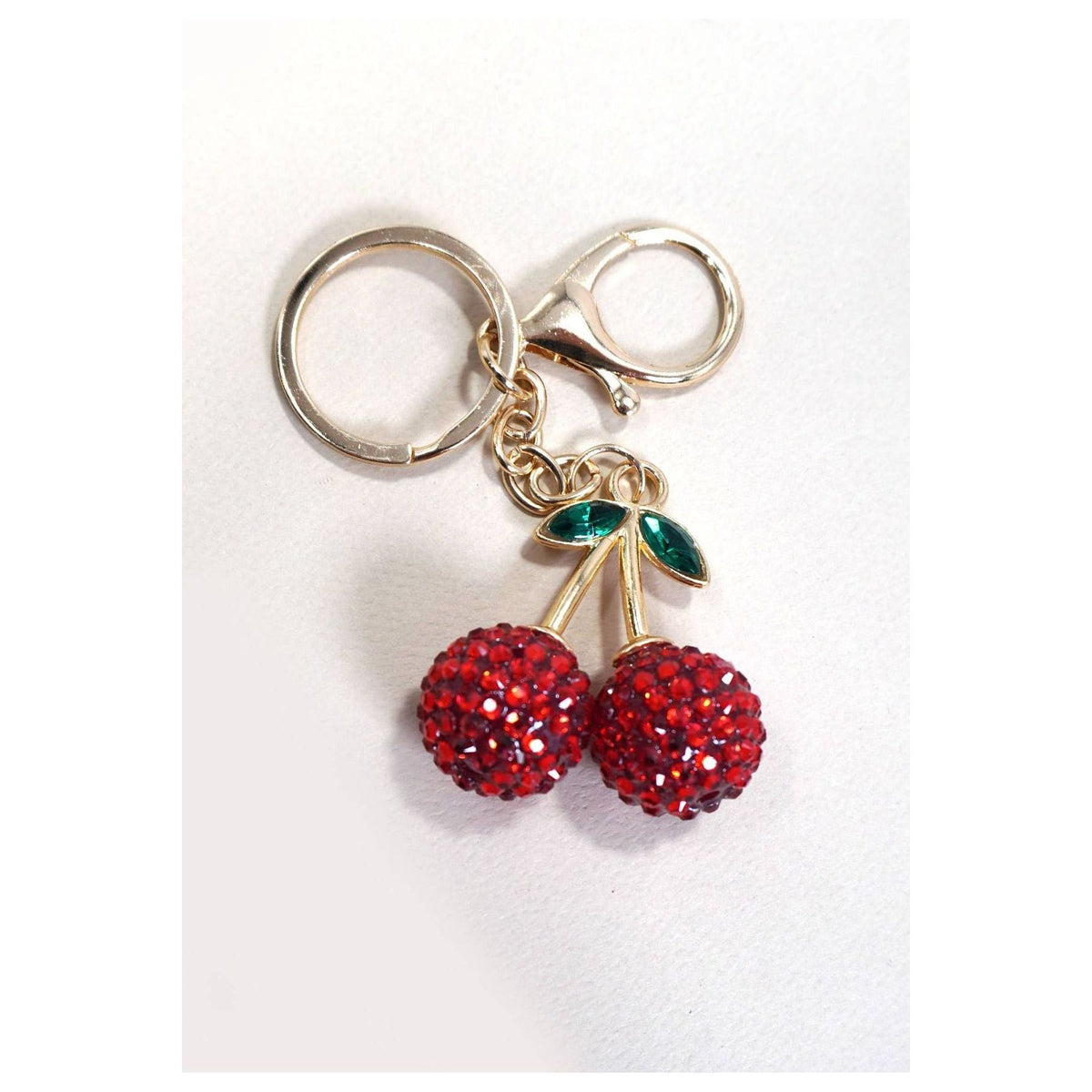 Rhinestone Cherry Keychain