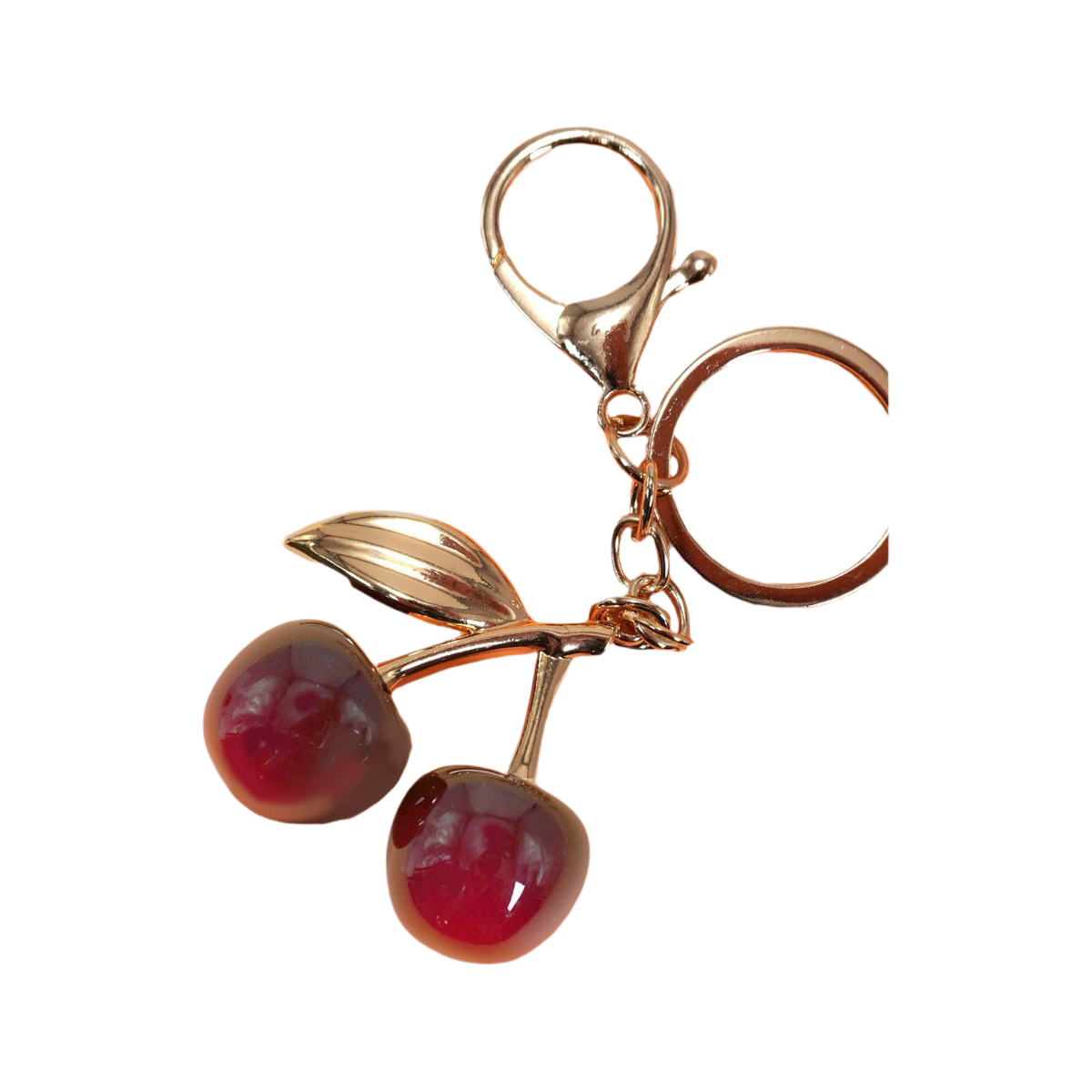 Gold Cherry Charm Keychain