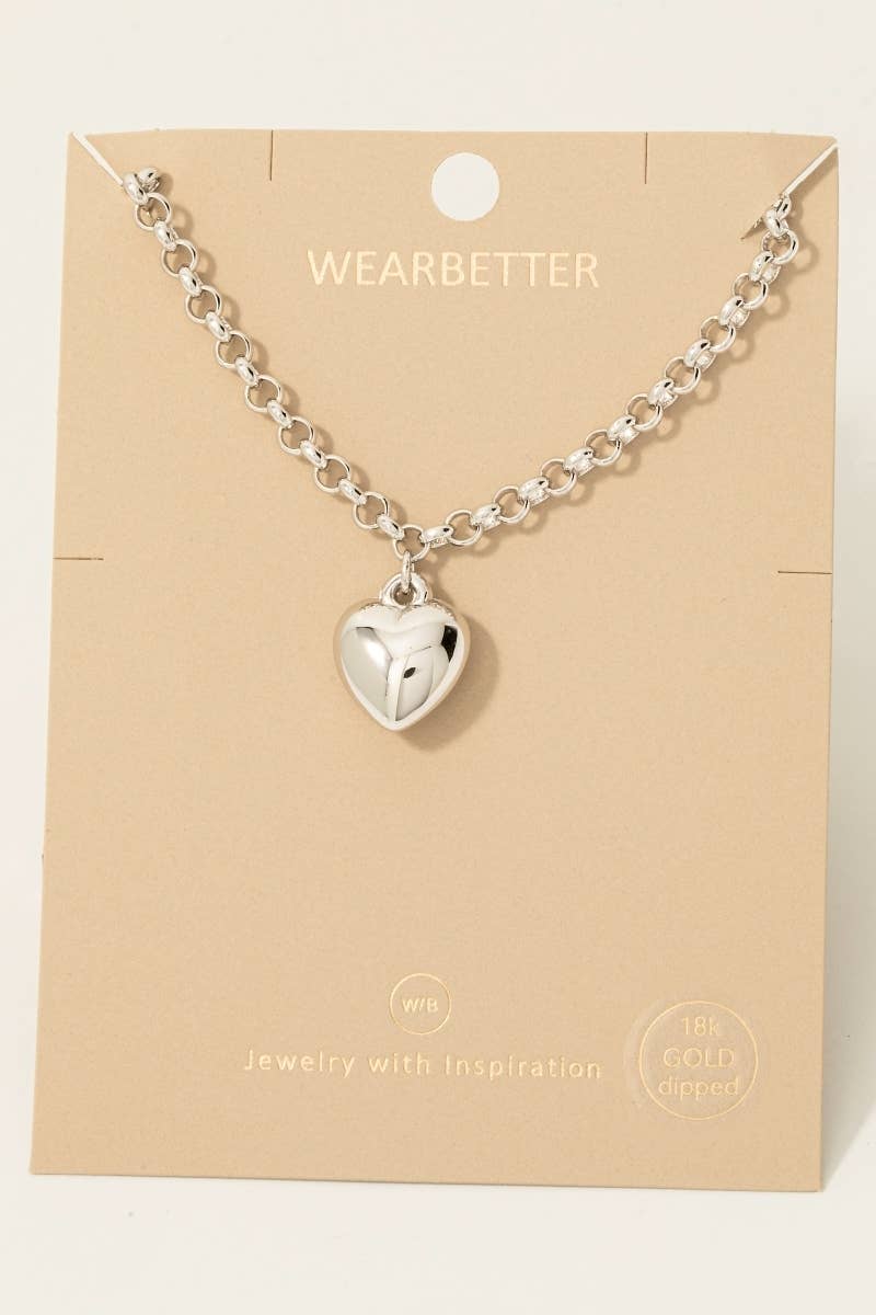 Dipped Heart Pendant Chain Necklace