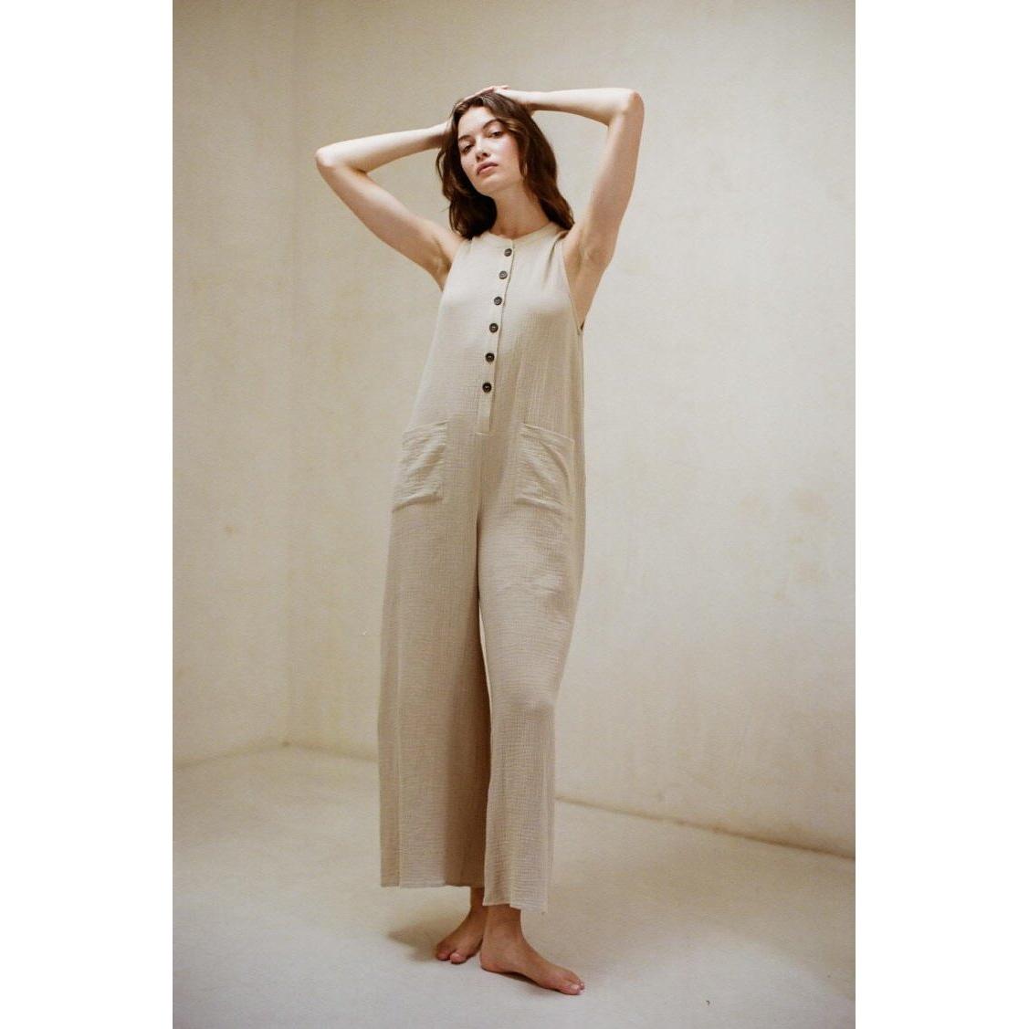 natural linen cotton gauze jumpsuit