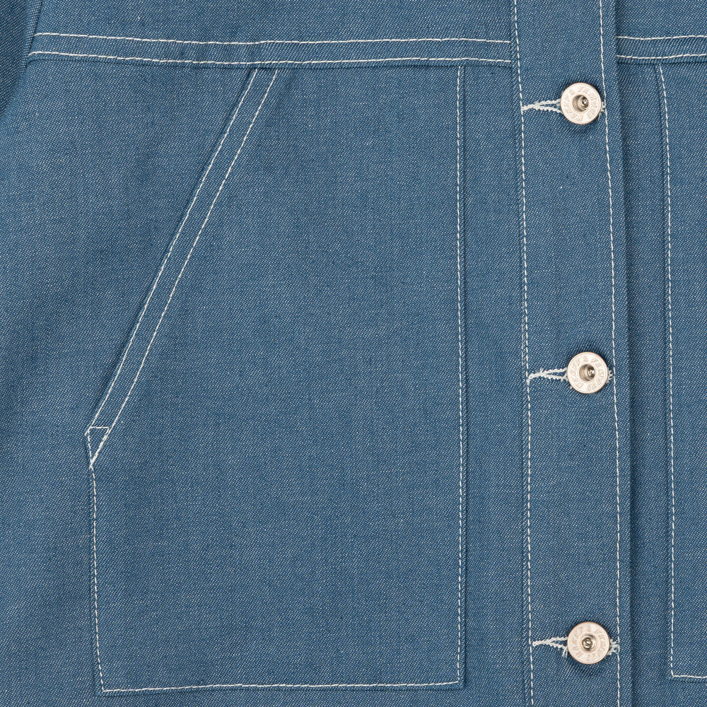 Naked & Famous Cropped Jacket in Antique Blue Stretch Denim