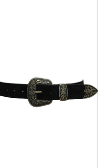 Suede Antique Gold Western Buckle Belt