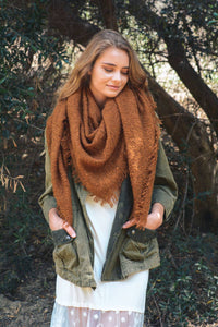 Cozy Mohair Square Scarf Blanket Wrap