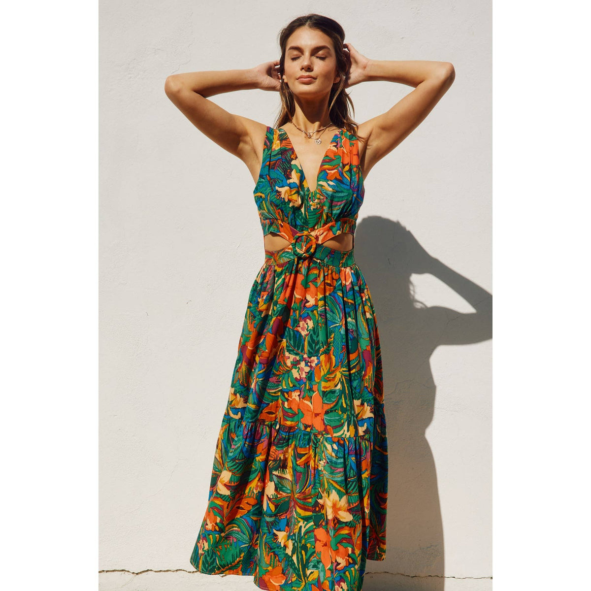Sunny Serenity O Ring Cutout Midi Dress