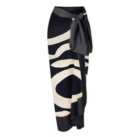 Geometric Halter One Piece Swimwear with Wrap Cover