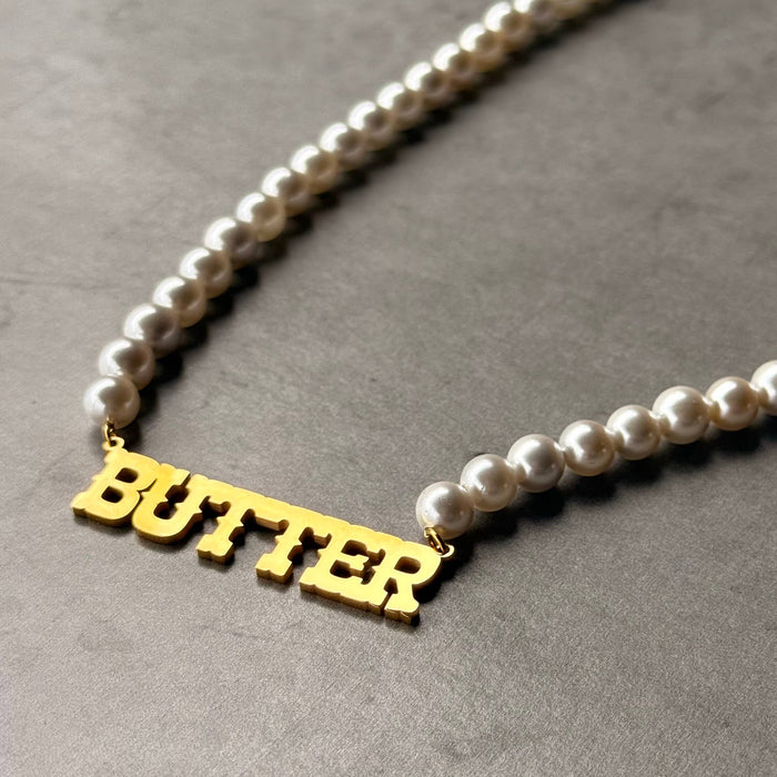 Butter Faux Pearl Beaded Necklace food bakery foodie