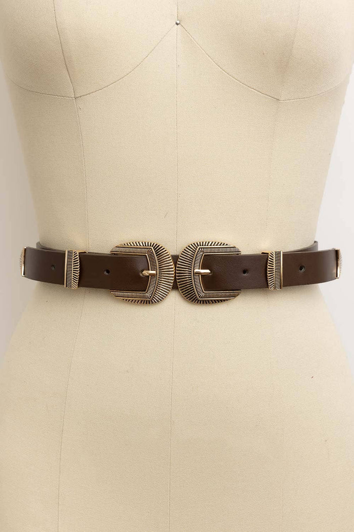 Double Buckle Western Style Belt