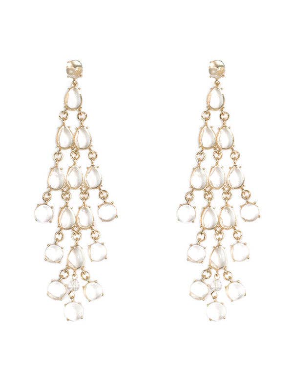 Clear Gem Tasseled Drop Earrings