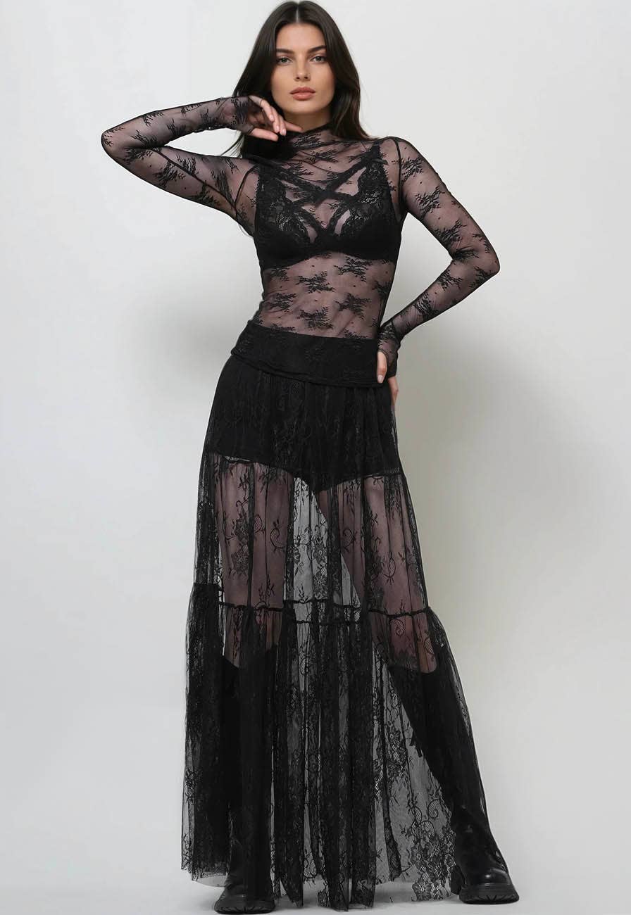 Lux Layering Floral Lace Mesh Top