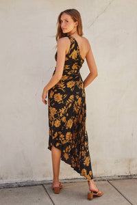 Undeniable Icon Asymmetrical Pleated Maxi Dress