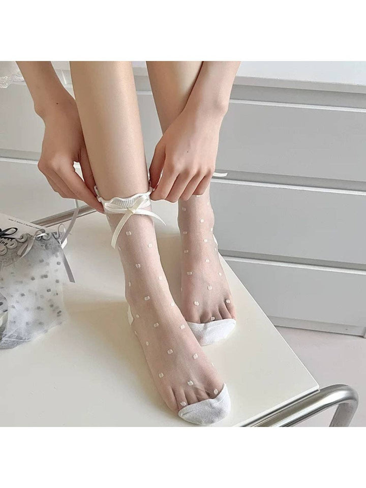 Sheer Polka Dot Bow Socks