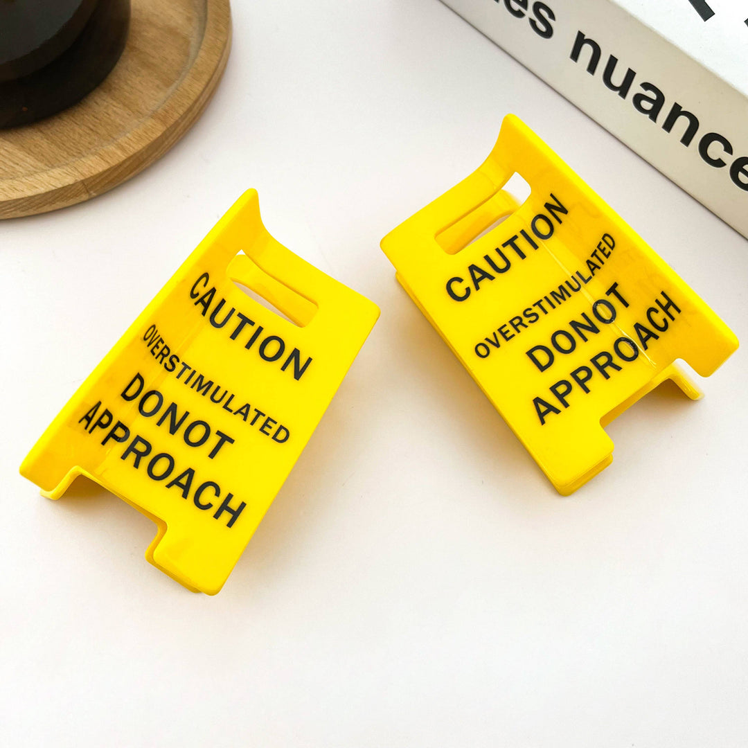Caution Sign Hair Claw Clip, Fun Hair Clip: Yellow