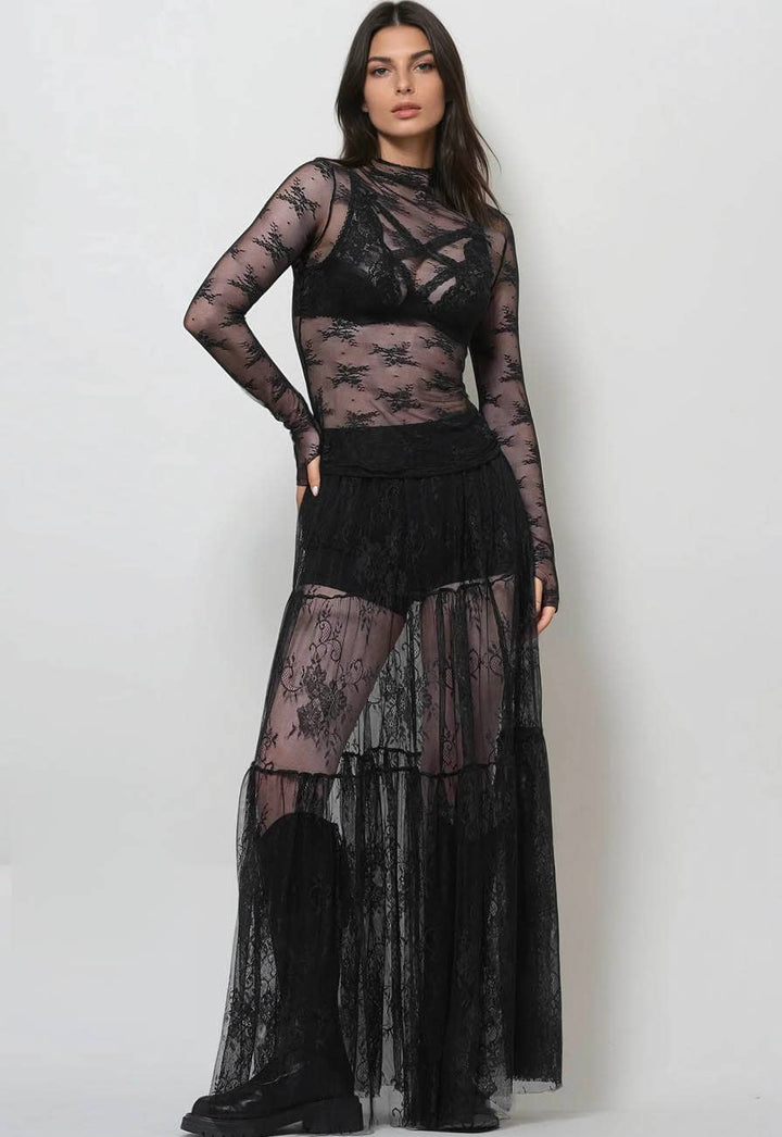 Lux Layering Floral Lace Mesh Top