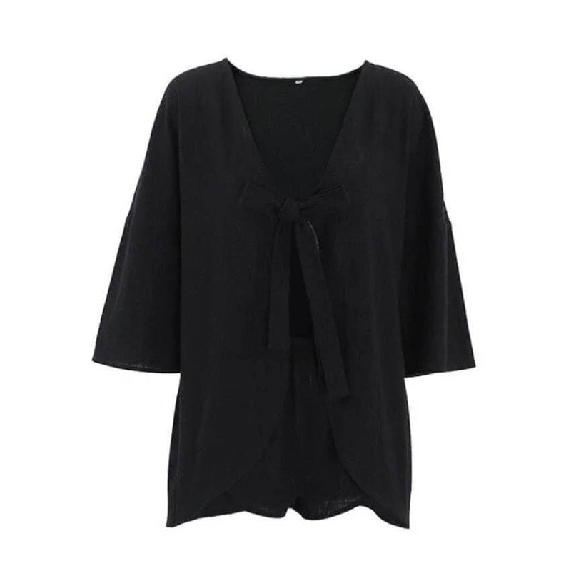 String Tie Shirt And Short Seys DPS1911: Black / S