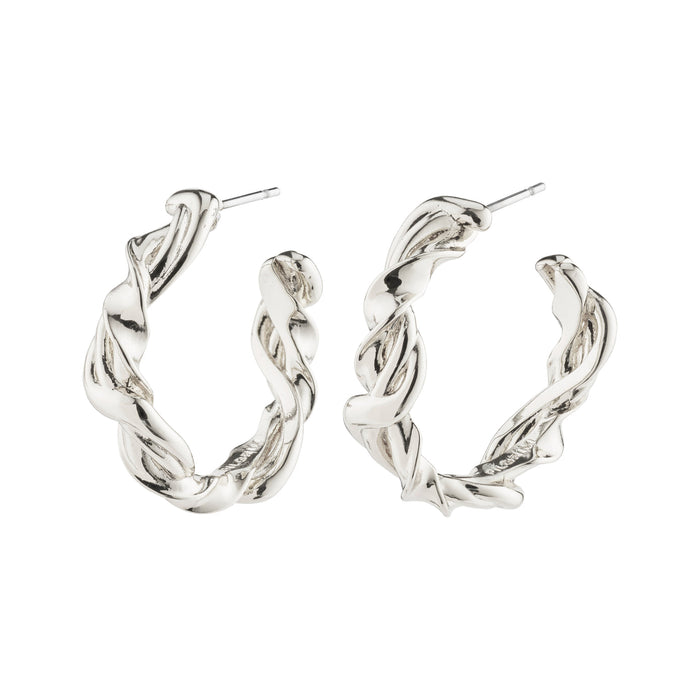 Pilgrim Sun Twisted Hoops silver plated