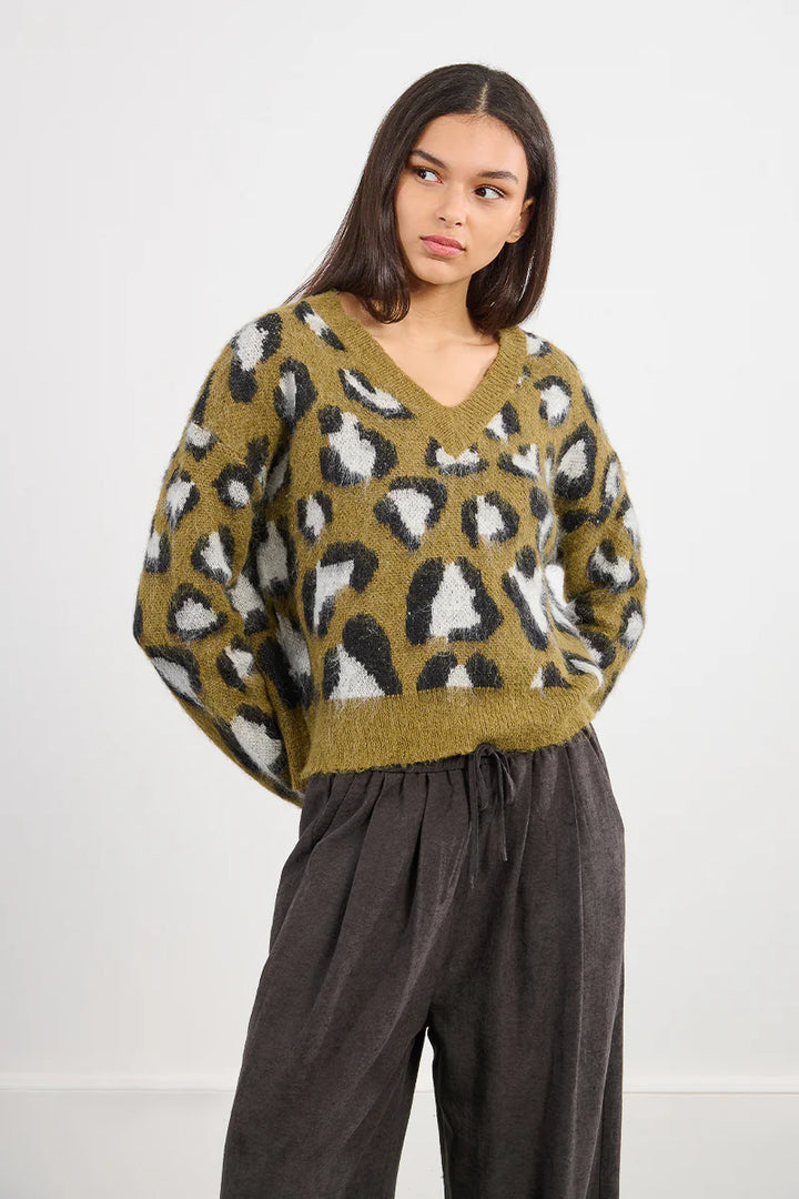 Molly Bracken Leopard Print Knitted Sweater