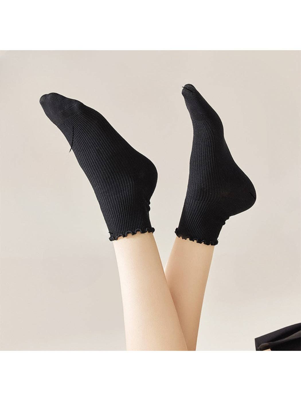 Ribbed Neutral Crew Socks