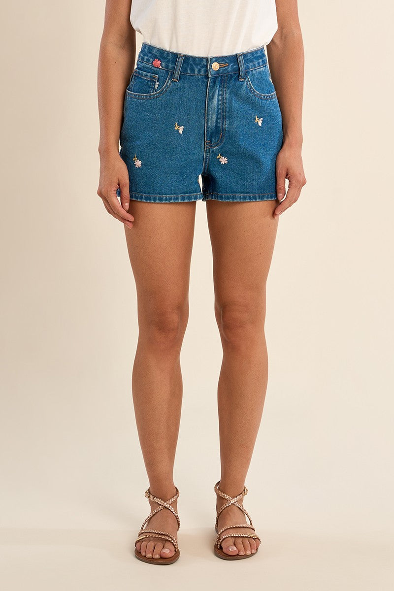 Molly Bracken Flower Denim Shorts