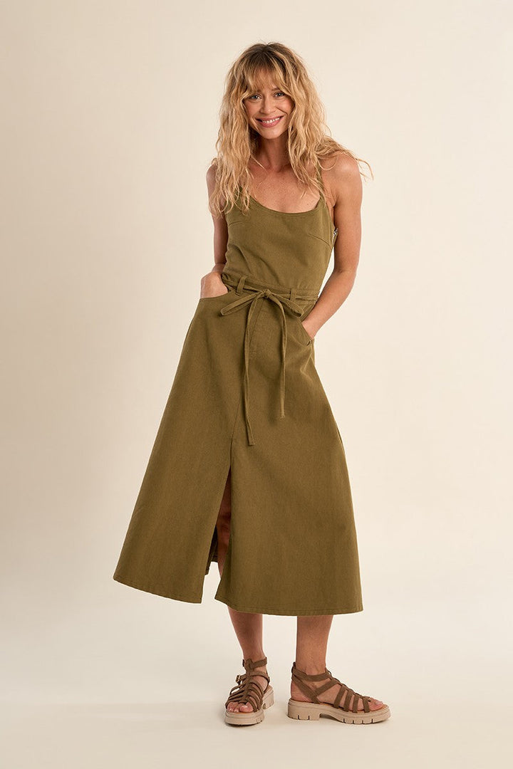 Molly Bracken Khaki Denim  Dress