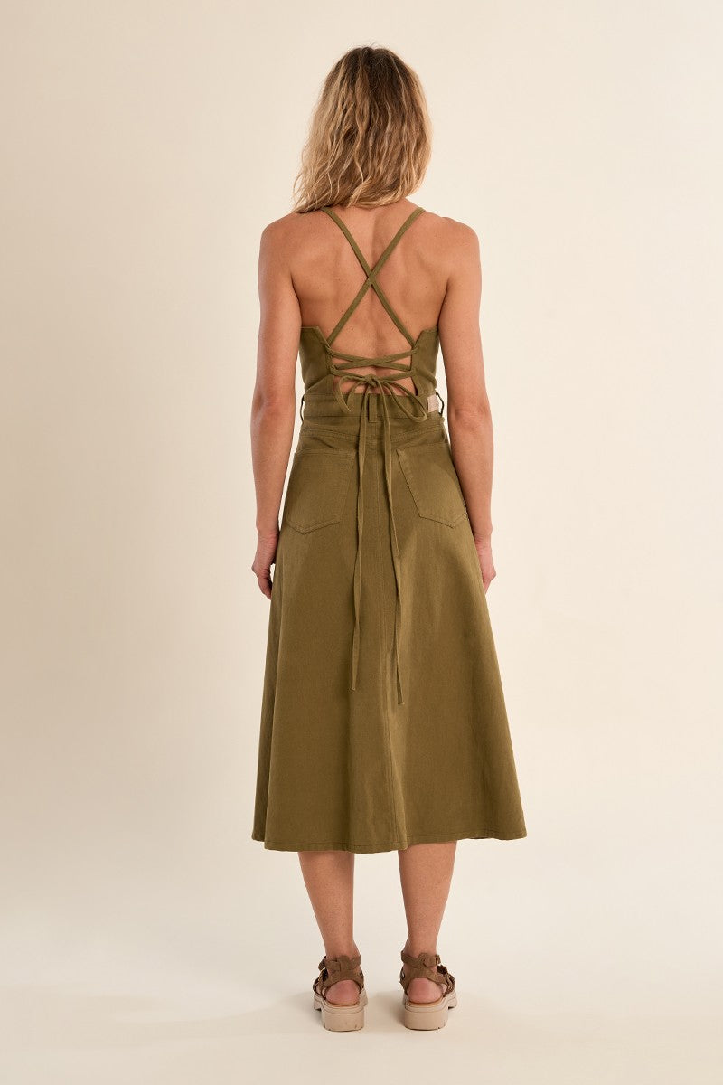 Molly Bracken Khaki Denim  Dress