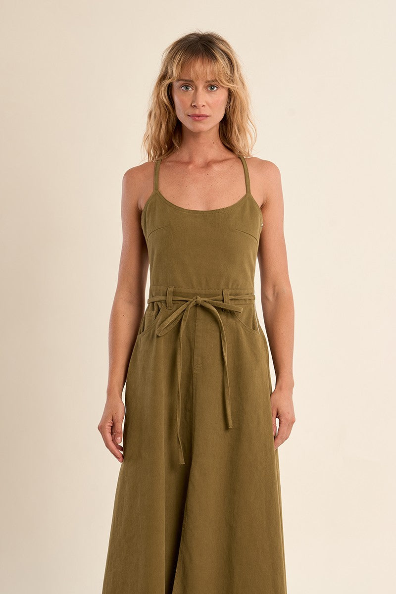 Molly Bracken Khaki Denim  Dress
