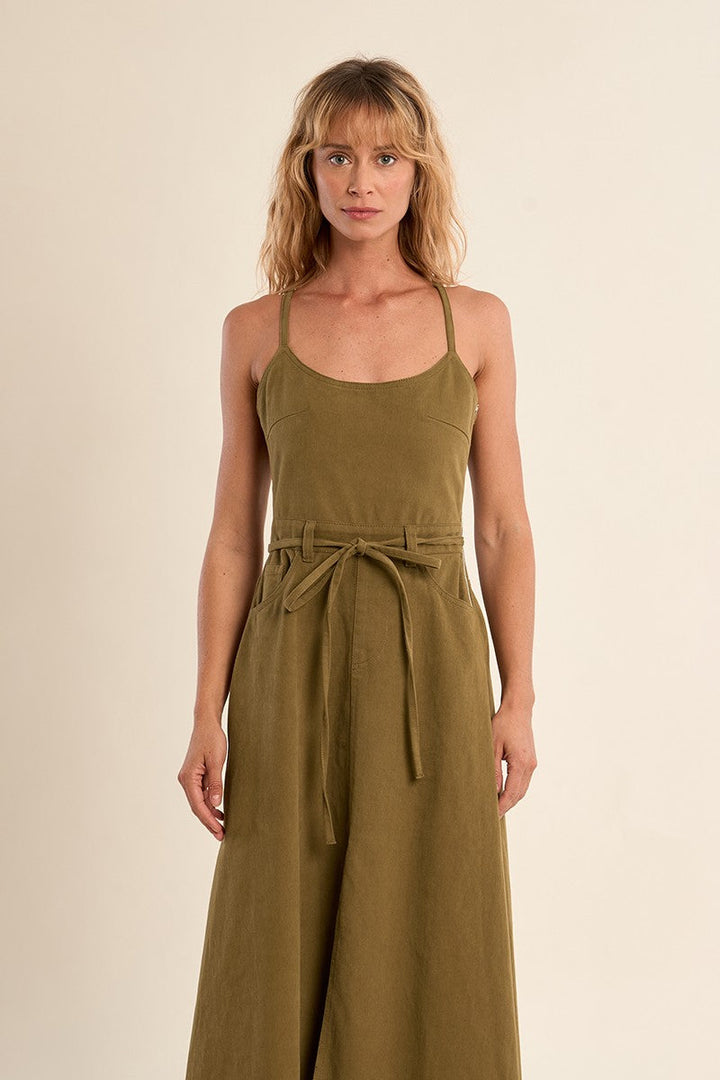 Molly Bracken Khaki Denim  Dress