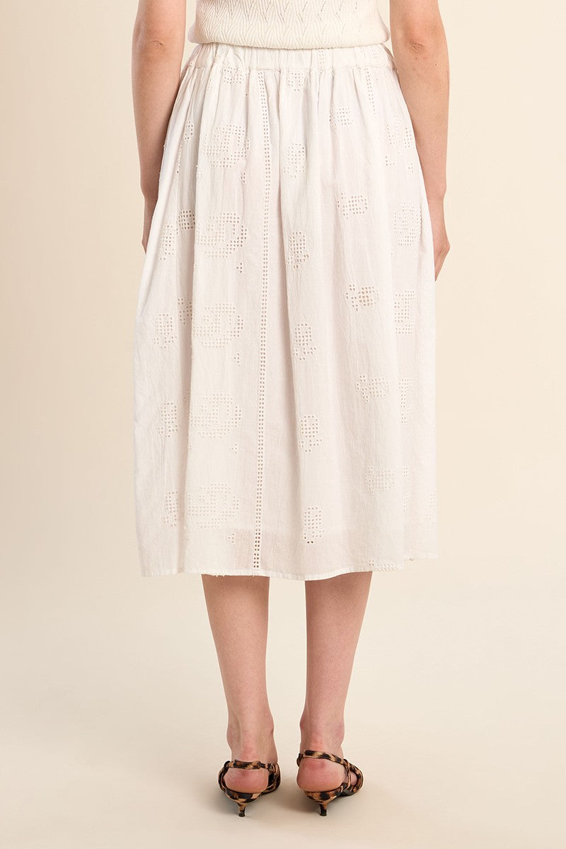 Molly Bracken Embroidery Midi Cotton Skirt