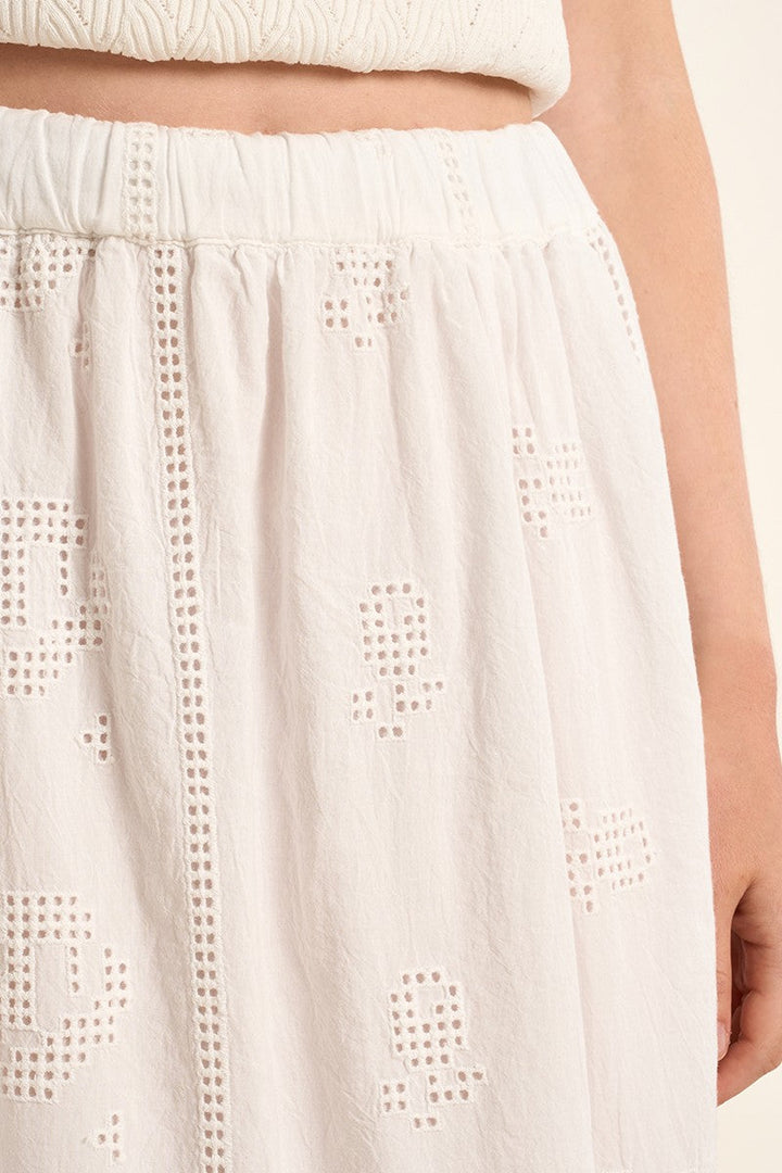 Molly Bracken Embroidery Midi Cotton Skirt