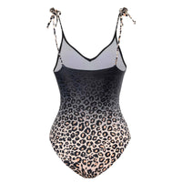Sexy Shoulder Tie Straps Leopard Print One-piece Swimsuit with Wrap