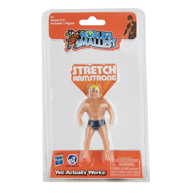 World's Smallest Stretch Armstrong action figure in original retail packaging, part of the Toys & Games action figures category.