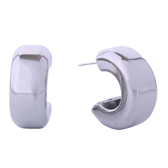 14K Dipped Chunky Half Hoop Post Earrings