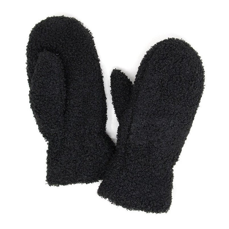Solid Boucle Teddy Bear Mittens 