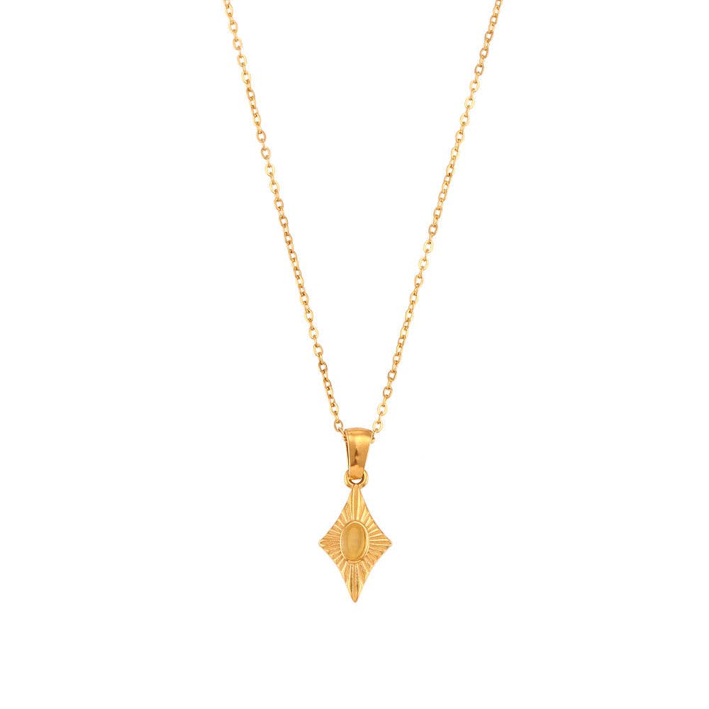 Simple Rhombus Cat's Eye Stone Pendant Neckalces DPJN2904: Black
