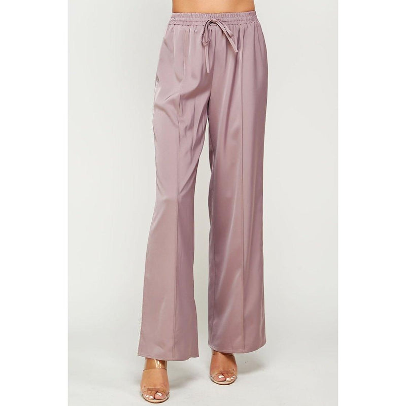 Rhinestone Cowgirl Satin Track Pants
