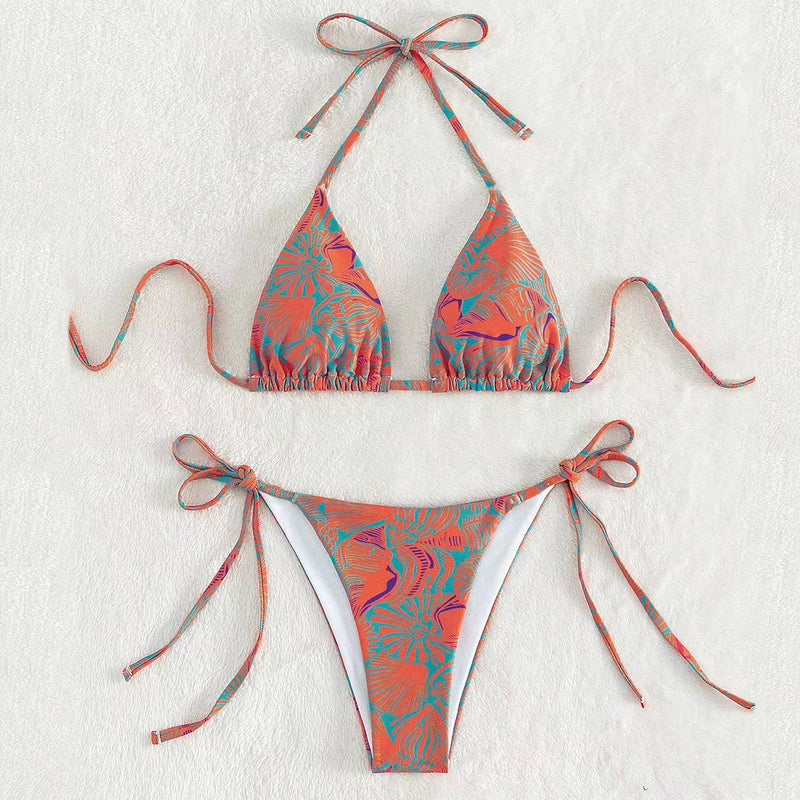 Floral Print Triangle Bikini