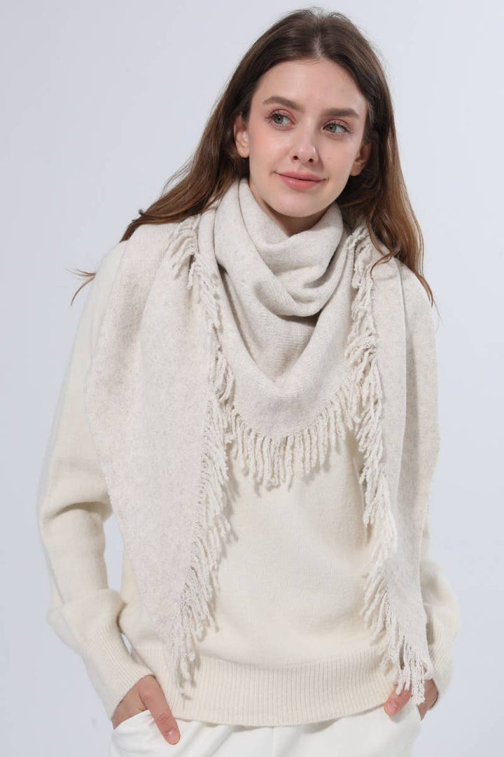 Frayed Edge Knit Triangle Scarf