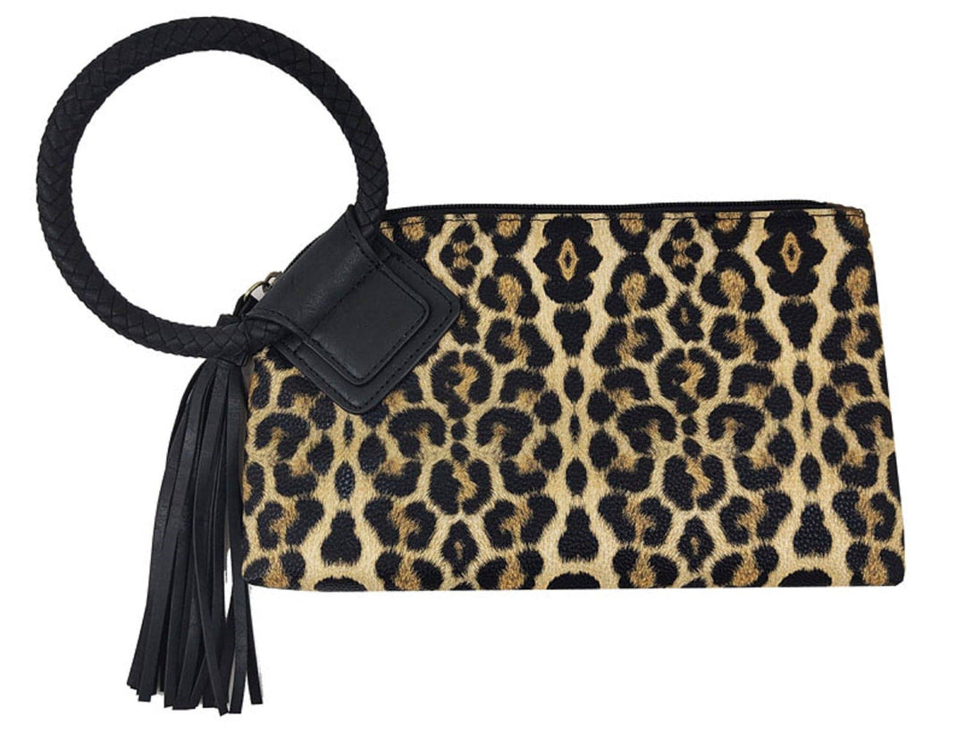 BP204 Fashion Cuff Handle Tassel Wristlet Clutch: Leopard