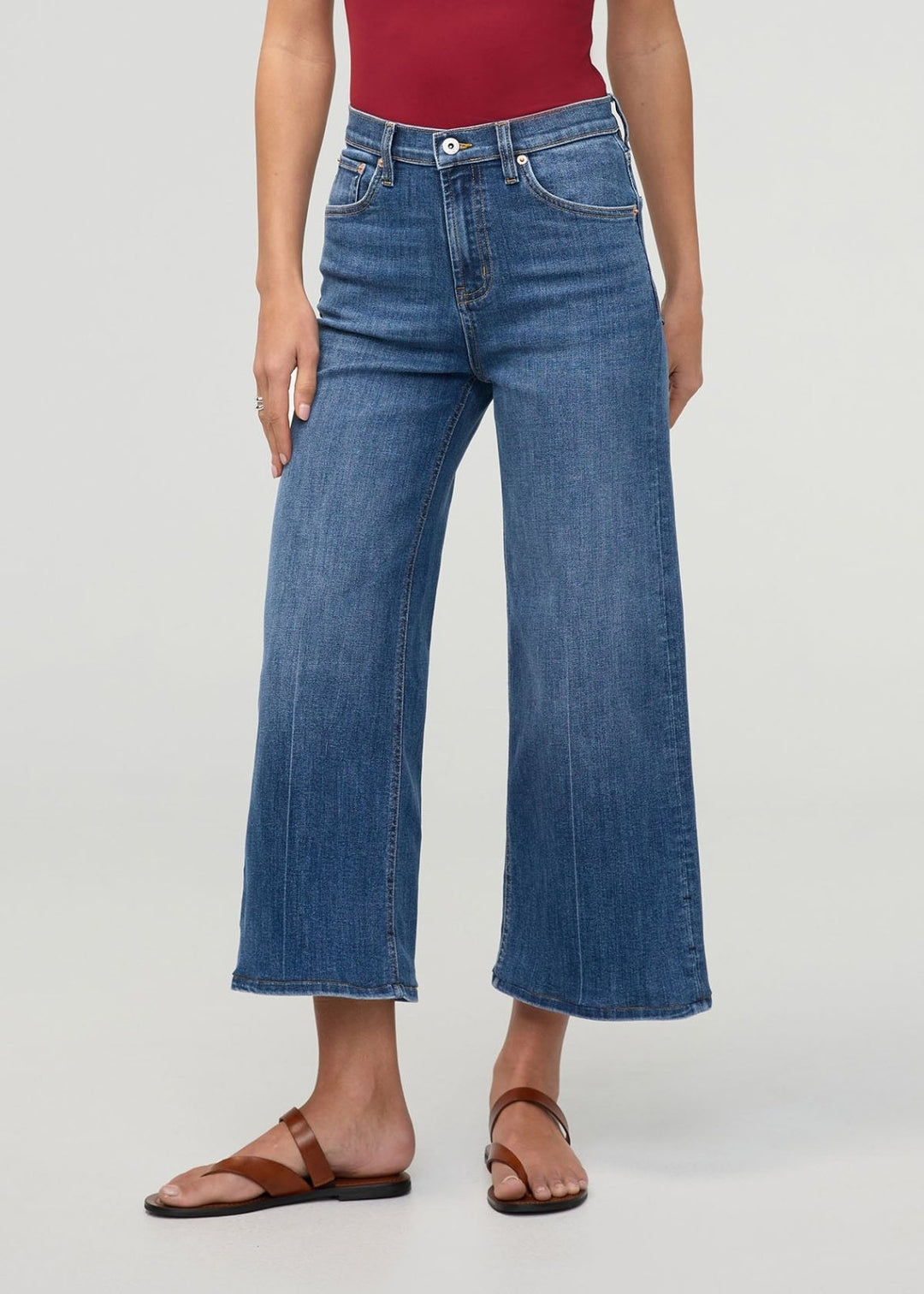 Du/er Performance Denim+ High Rise Wide Leg Cropped Jean