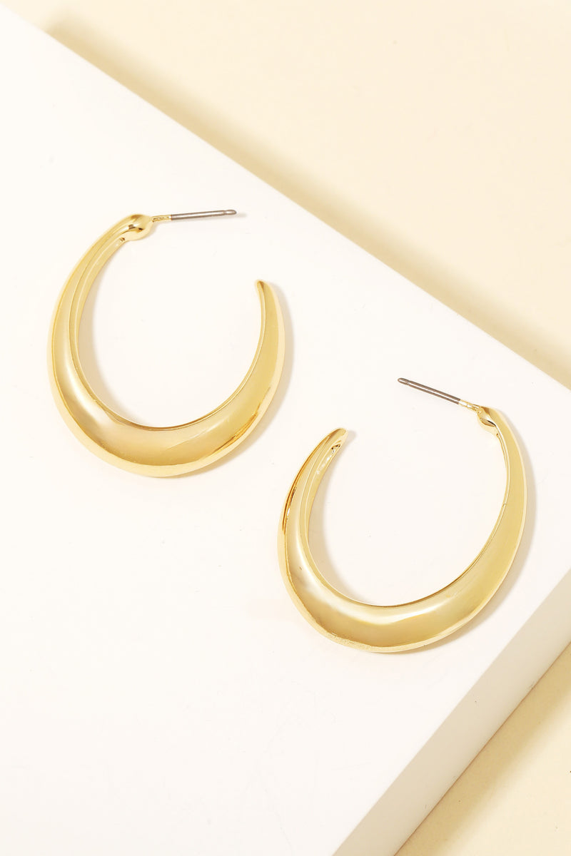 Rounded Oval Hoop Earrings Gold and Silver