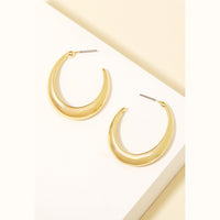 Rounded Oval Hoop Earrings Gold and Silver