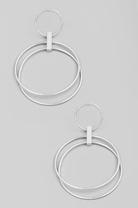 Layered Metallic Hoop Drop Earrings