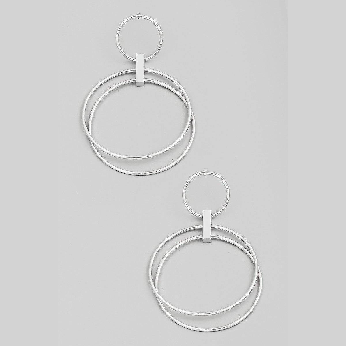 Layered Metallic Hoop Drop Earrings